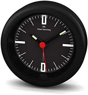 Oliver Hemming Matt Black Aluminum Mini Alarm Clock with Minute Line Dial