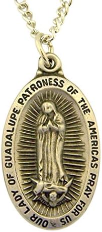 Pewter Our Lady Guadalupe Patroness of the Americas Medal with Prayer Card, 1 1/4 Inch