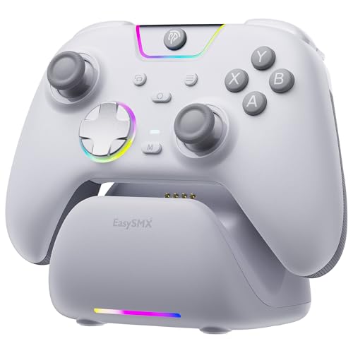 EasySMX X05Pro Charging Dock Controller for PC/Switch/Phone, Silent Button, 1000mAhBattery, Ergonomic Skin-Like Grip X05 Pro Wireless Controller,RGB, Dual Triggers, Hall Joysticks,Programmable