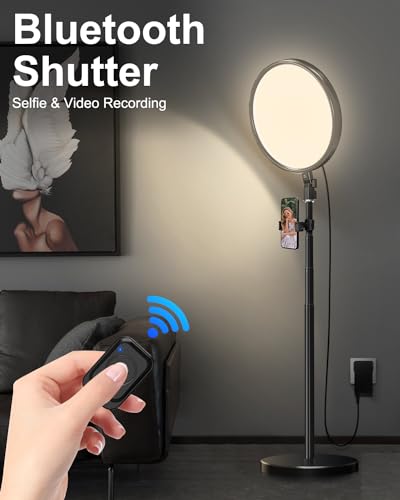 Tobeape 13" Large Ring Light 79" Stand, LED Full-Screen Photography Light with Remote & Phone Holder, 6500K Dimmable Professional Video Light for Selfie/Makeup/Live Streaming/YouTube/TikTok/Meeting