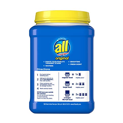 All Mighty Pacs Laundry Detergent 4 In 1 Stainlifter, Tub, 60 Count
