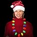 Ugly Sweater Christmas Party Kit - (2) Pack Plush Santa Hats + (2) Pack LED Christmas Necklace (Red Santa Hat + Necklace)