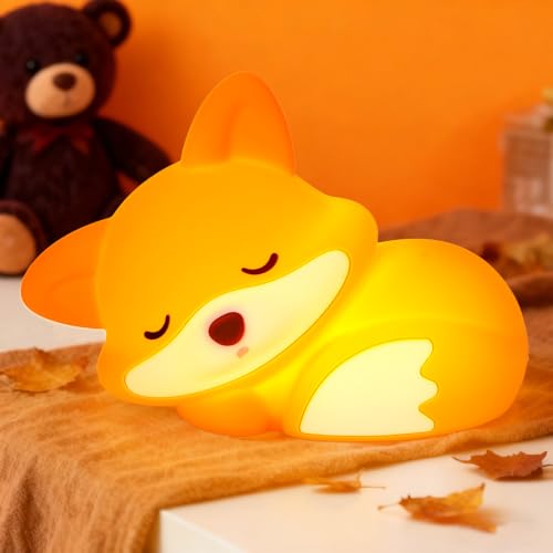 Amaredom Fox Night Light, Cute Fox Lamp, Adjustable Brightness, 20 Min Timer, Ideal for Children's Room - Unique Gift and Adorable Toy [Energy Class A]