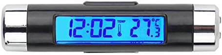 2 in1 Digital LED Car Clock Thermometer Celsius Temperature LCD Backlight without Battery