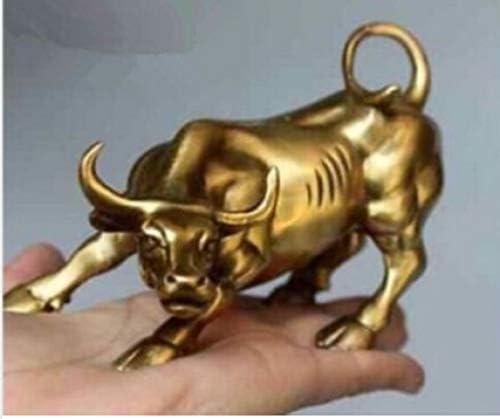 XOBULLO Big Wall Street Brass Fierce Bull Ox Statue- Copper Chinese Crafts Decor Ation