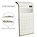 CAVEEN Calculator Ultra Thin Solar Power Calculator for Home Office Desktop Calculator Tilted LCD Display Business (White Basic)