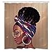 African American Shower Curtain Afro Girl Shower Curtain with 12 Hooks, African Woman with Afro Chic Hairstyle Shower Curtain, Afrocentric Lady Shower Curtain, Waterproof & Durable