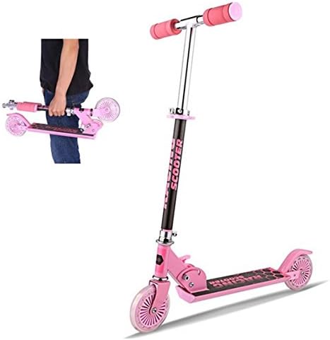 Lantusi Toddler Kids 2 Wheel Scooter Folding Chidrens Boys Girls Kick Scooter with Adjustable Handlebar Height and LED Light up Wheels for 3-12 Year Old