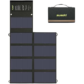 Suaoki 60W Solar Charger (5V USB + 18V DC) Dual Output Sunpower Mono-Crystalline Portable Folding Solar Panel with Battery Clamps and Car Charger for Laptop Tablet GPS Cellphone Car