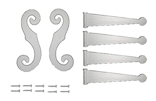 Perfect Shutters 20-2004---01 Decorative Vinyl Shutter Hinges and S Holdback Hooks For Exterior Decorative Shutters, White (Set),