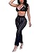 Salimdy Womens Sexy Knitted Hollow Out Wide Leg Pants See Through High Waist Beach Pants Bikini Swimsuit Cover Up Black M
