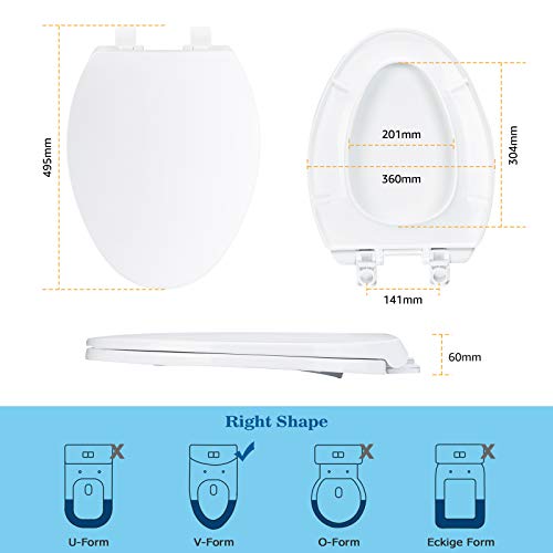 Elongated Soft Close Toilet Seat with GripTight Bumpers MUYE Easy to