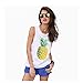 Surper Sexy Women Sleeveless Pineapple Print Chiffon Vest Shirt Tank Tops (M, White)