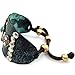 Western Peak Western Silver Rhinestone Hammered Plate Cross Turquoise Black Leather Cuff Bracelet Patina (Blue)