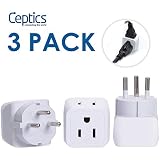 Israel, Palestine Travel Adapter Plug by Ceptics with Dual Usa Input - Type H (3 Pack) - Ultra Compact- Safe Grounded Perfect for Cell Phones, Laptops, Camera Chargers and More (CT-14)