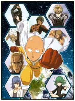 Anime One Punch Man Saitama, Genos &amp; Natsuno Himiko - High Grade Glossy Laminated Poster