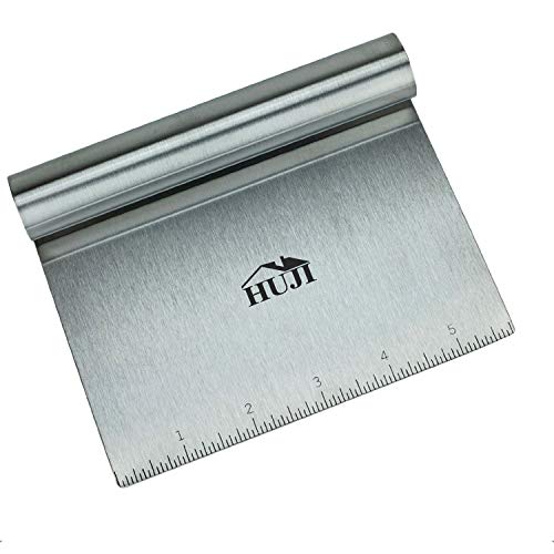 HUJI Stainless Steel Mirror Polished Dough Cutter Scraper Chopper Kitchen Tool (1, Dough Cutter 5.75" X 4.75")