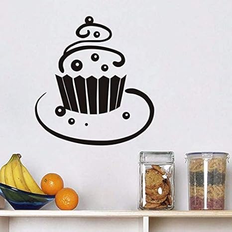 40X44Cm Etiqueta De La Pared De La Cocina Mural Remolino Cupcake Decal