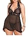 Tankoo Women's Plus Size Sexy See-through Babydoll Lace Teddy Lingerie Dress