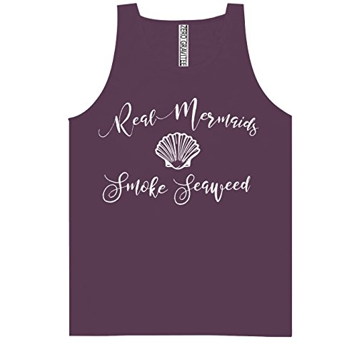 Real Mermaids Smoke Seaweed Adult Pigment Dyed Ringspun Tank Top in Eggplant - XX-Large
