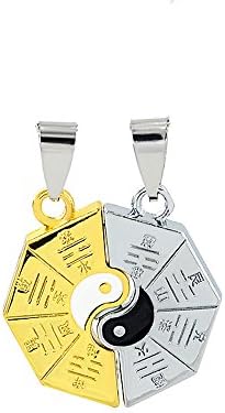 INBO 1 Pair Tai Chi Ying Yang Heart Pendant Necklace for Men Women Couple with Chains Jewelry Gift
