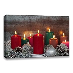 Christmas Candles for Celebration Painting Artwork for Home Framed