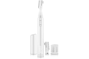 aisleek Eyebrow Trimmer, Facial Hair Trimmer Precision Detailer with Rinseable Blade, Battery Powered Double-Sided Eyebrow Razor with Comb, Compact Pen-Size Safe Painless Shaver for Chin Peach-Fuzz