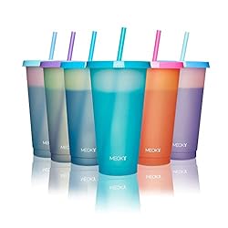 Meoky 12Pack Plastic Cups with Lids and Straws 24oz