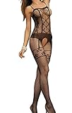 Jubileens Sexy Fishnet Open Crotch Corest Bodystocking Bodysuit Tights Lingerie