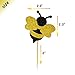 Glitter Bumble Bee Cupcake Toppers for Bumble Bee Gender Reveal Baby Shower Birthday Party Decor 24 Counts