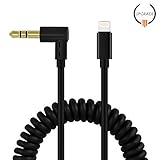 Factoy2C Spring Aux Cord Compatible for iPhone,Spring Extend to 6FT Audio Aux Adapter 3.5mm Aux Cable Compatible for iPhone 7/X/8/8 Plus/XS Max/XR to Car Stereo/Home Speaker/Headphone (Black)