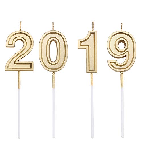 URAQT Birthday Candles Numbers, Gold Glitter Birthday Numeral Candles for Birthdays, Weddings, Reunions, Theme Party, Number 2