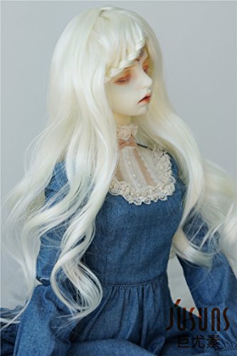 JD204 8-9 inch (21-23cm) Ivory white Lady braid curly BJD doll wigs 1/3 SD synthetic mohair wig BJD wigs 8-9 inch doll accessories