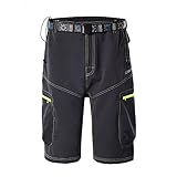 Ynport Men's Fast Dry Loose Fit MTB Shorts Mountain Bike Cycling Pants with Belt(No Padding)