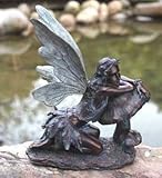 Napco Imports17090 Bronze Green Fairy on Mushroom Resin