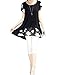 Anself Women Chiffon Embroidery Blouse Short Sleeve Loose Casual Tops Dress, XL,Black