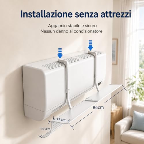 chochoyah Air Conditioner Deflector, Adjustable Air Conditioner Diverter in ABS White 85 cm, Air Conditioning Deflector Anti Blow Direct for Split System Home Office Room