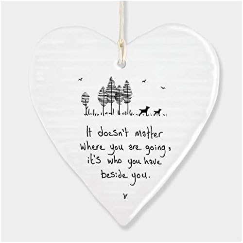 East Of India Hanging Heart Gift It doesn’t matter where you are going, White
