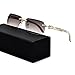 HEPIDEM 100% Really Buffalo Horn Handmade Sun Glasses Square Rimless Luxury Sunglasses 0816 (coffee/gold, 58)