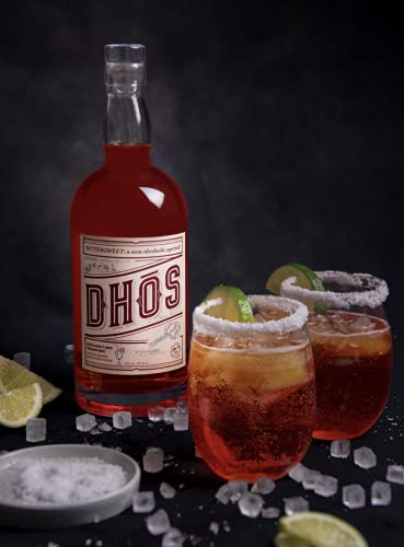 DHOS BITTERSWEET – HANDCRAFTED NON-ALCOHOLIC APERITIF WITH FLAVORS OF RHUBARB, FRUIT & BITTER HERBS – NON-ALCOHOLIC SPIRIT TO MIX DELICIOUS MOCKTAILS – KETO-FRIENDLY, ZERO SUGAR, ZERO PROOF – 750 ML