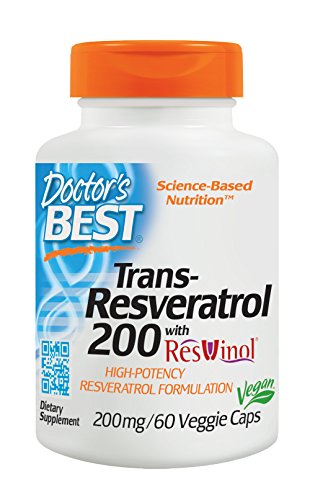 Doctor's Best, Trans-Resveratrol with ResVinol, Non-GMO, Vegan, Gluten Free, Soy Free, 200 mg, 60 Veggie Caps