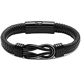 RIPFEVURN Urn Bracelet for Ashes for Women Men Infinity Knot Cremation Jewelry Leather Cuff Bangle Memorial Ashes Bracelet