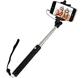 [2015 NEW RELEASE] Selfie Stick Monopod Extendable Pole Wired Button By Trusted Cables - Handheld Self-Portrait Remote Shutter with Adjustable for Apple iPhones & Android Phones No Bluetooth Hassle!