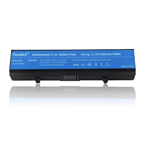 Puredick® New Laptop Battery for Dell Inspiron 1525 1526 1545 PP29L PP41L Series, Fits P/N X284G M911 M911G GW240 RN873 K450N GP952 RU586 C601H 312-0844 -12 Months Warranty[Li-ion 6-cell 11.1V 5200MAH/58Wh]