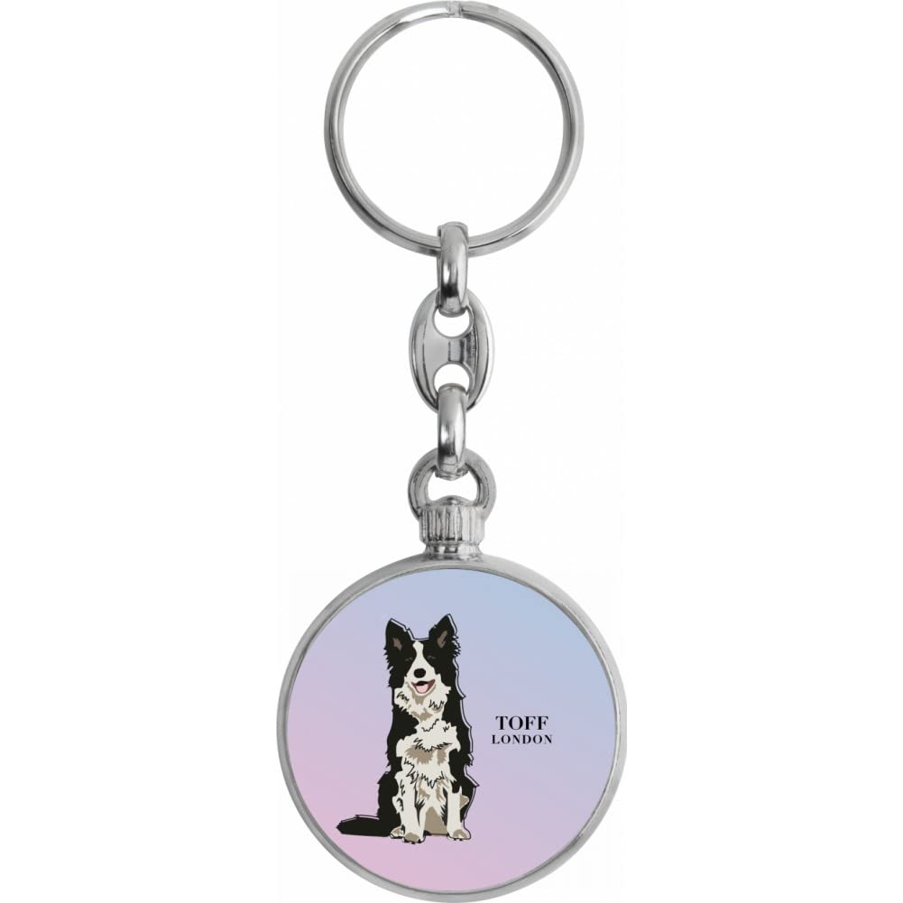 Toff London Black And White Border Collie Dog Keyring