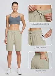 BALEAF Women's Shorts 10" Bermuda Long Running