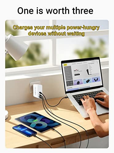 USB C Charger,140W GaN Ⅲ Fast Charger 3 Ports PD3.1 QC4.0 PPS Foldable Wall Charger for Laptop/Phone,Compatible w/MacBook Pro/Air, iPad, iPhone,Pixelbook,ThinkPad,Dell XPS,Galaxy, Balxo