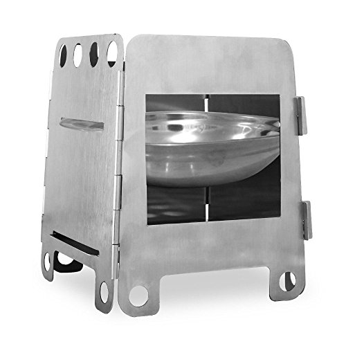 Ecspark Portable Stainless Steel Lightweight Wood Stove Folding Pocket Alcohol Stove for Outdoor Cooking BBQ Camping Backpacking