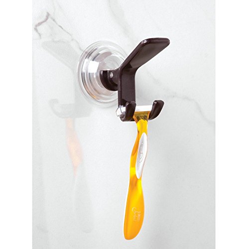 InterDesign Classico Bathroom Shower Suction Hook/Razor Holder, Bronze