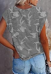 FISACE Womens Summer Crew Neck Cap Sleeve Tank Tops